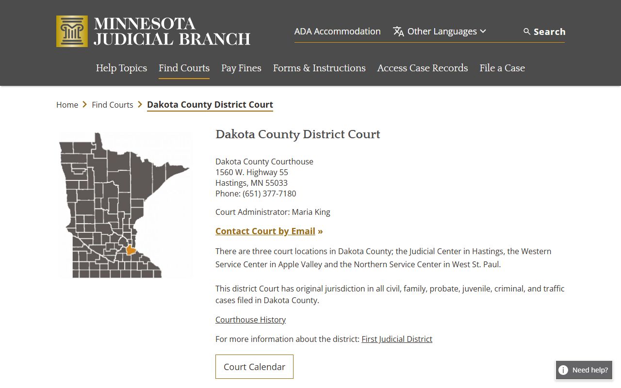 Burnsville traffic court records Dakota County court page