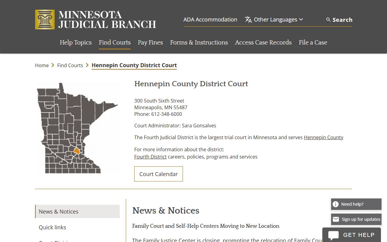 Maple Grove traffic court records Hennepin County court page