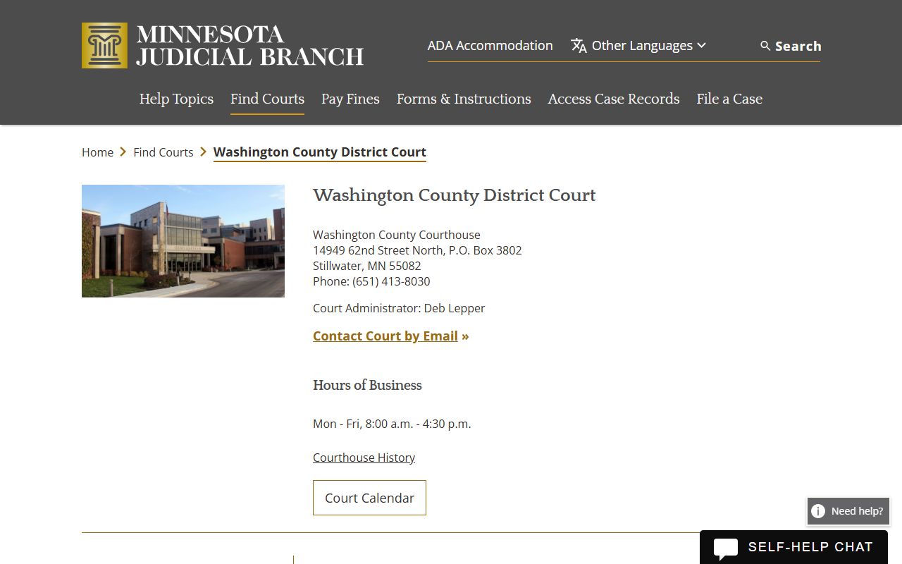 Woodbury traffic court records Washington County court page