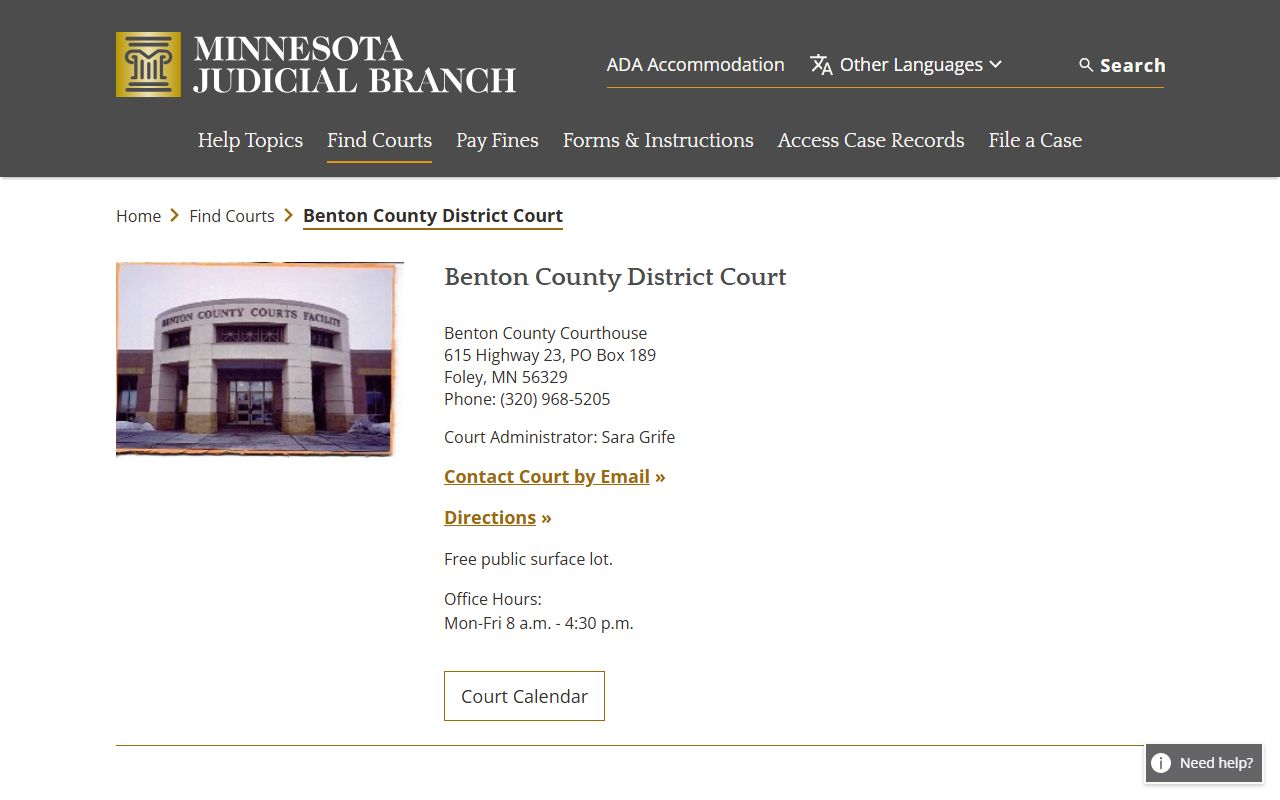 Benton County traffic court records court page
