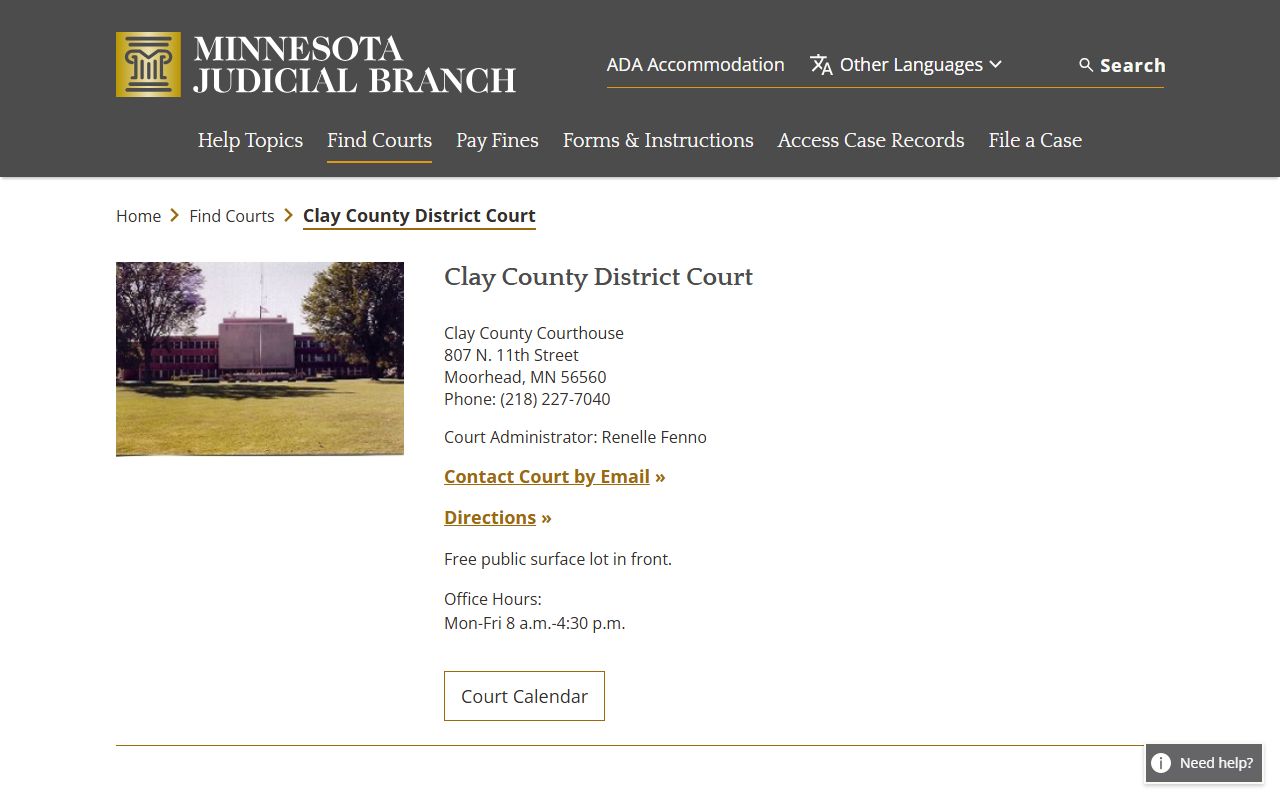 Clay County traffic court records court page