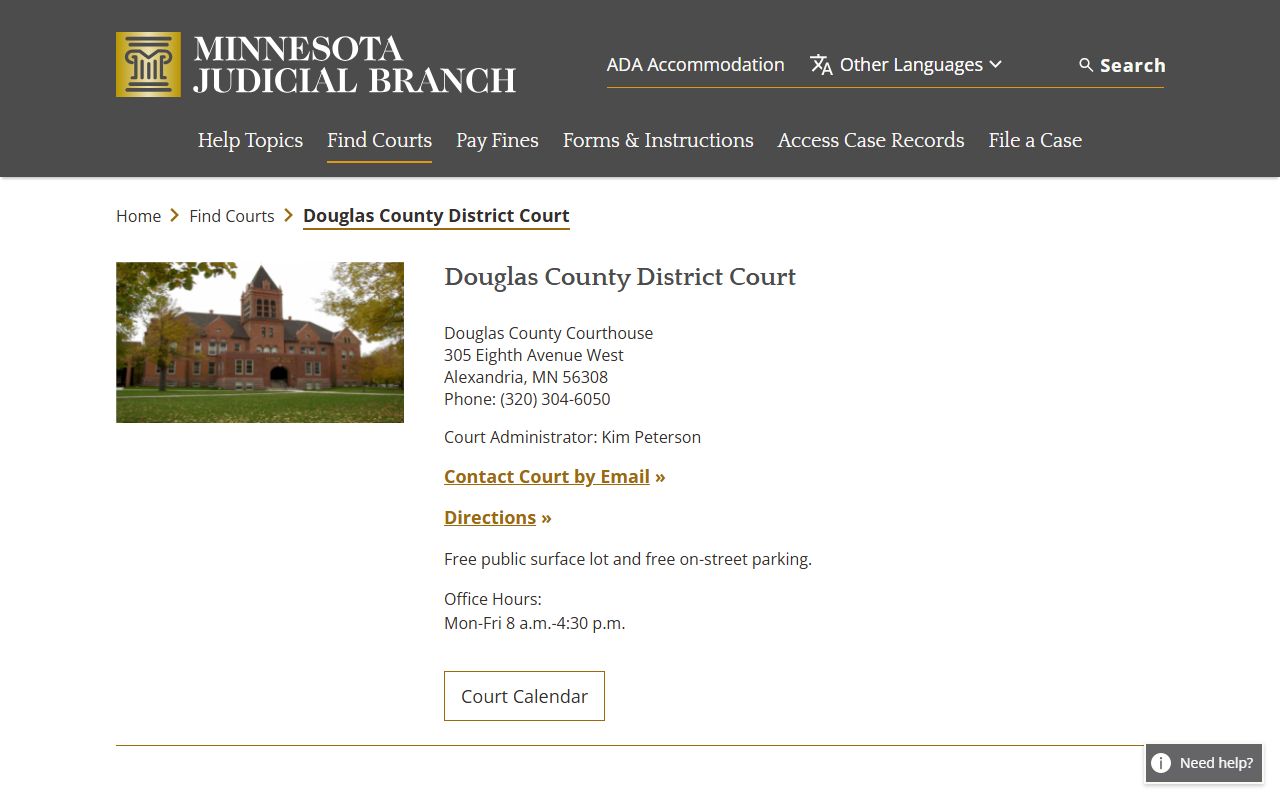 Douglas County District Court page for traffic hearings