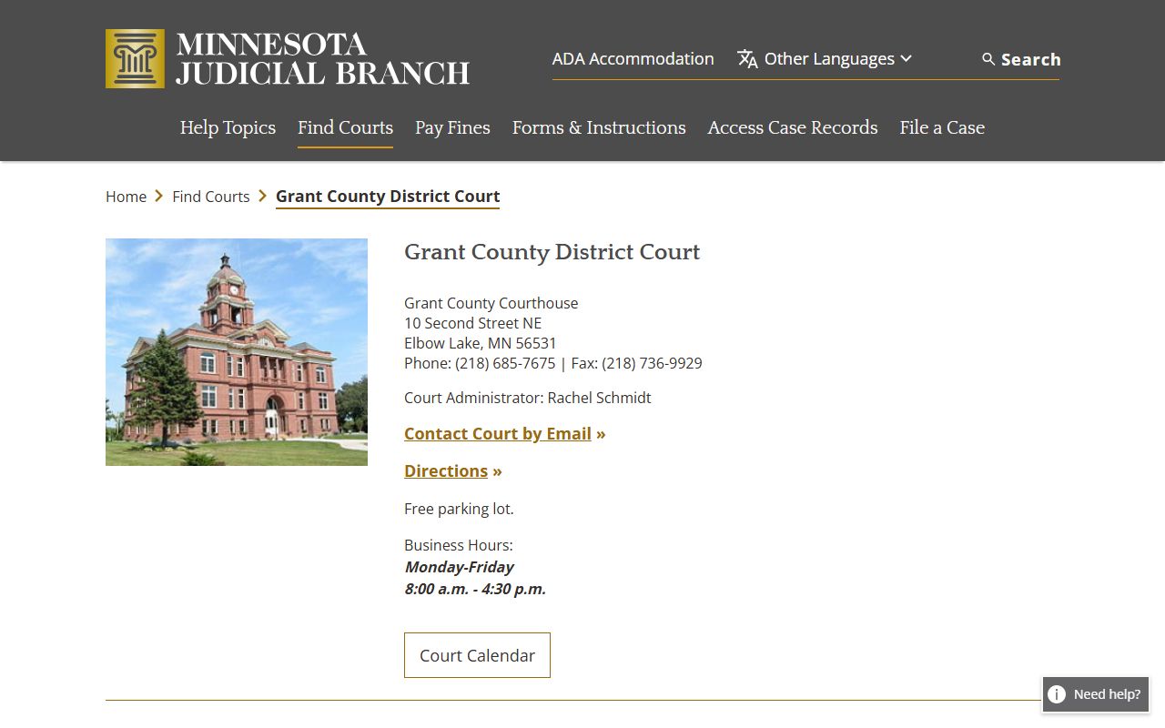 Grant County traffic court records court page