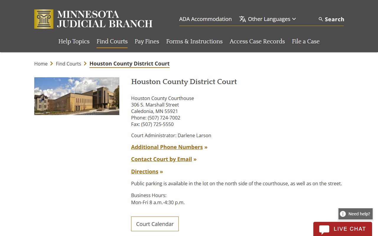 Houston County District Court information