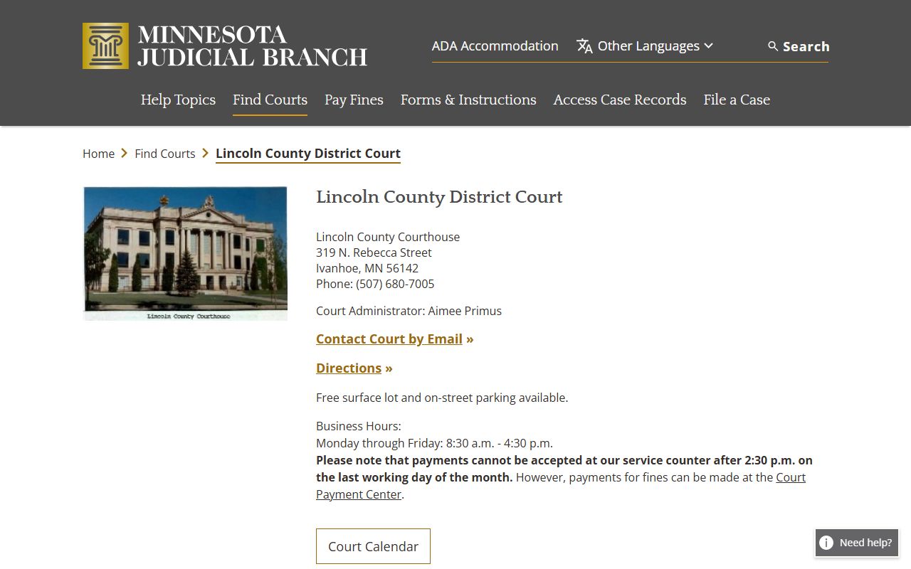 Lincoln County traffic court records court page