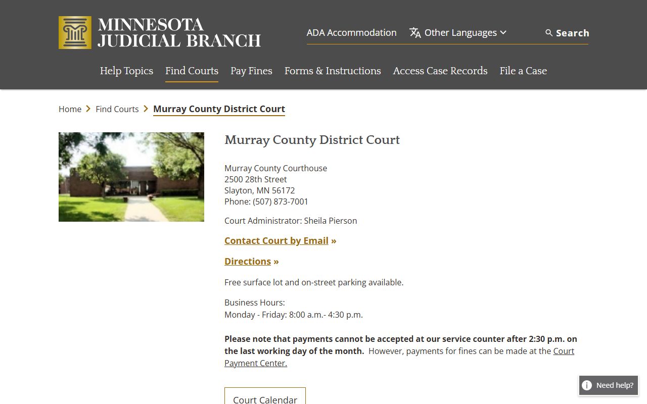 Murray County traffic court records court page
