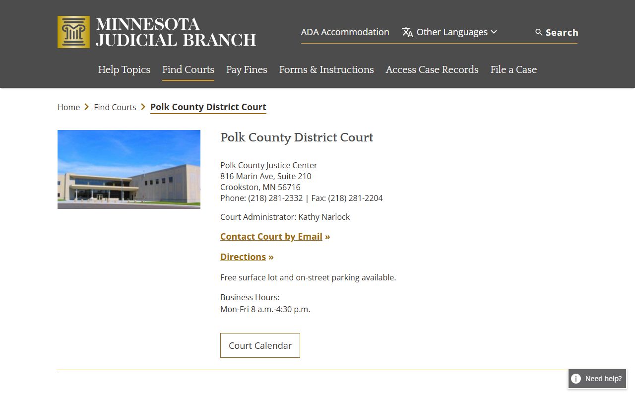 Polk County traffic court records court page