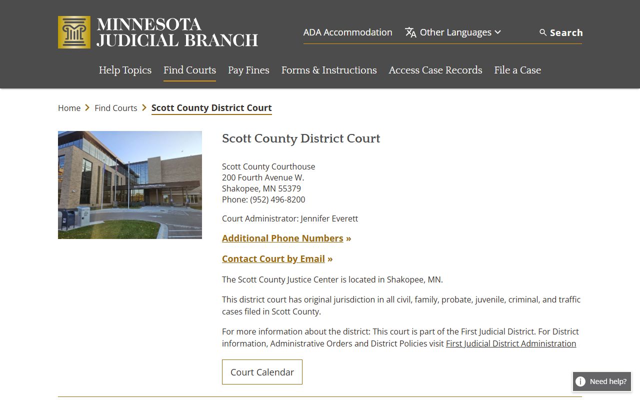Scott County traffic court records court page