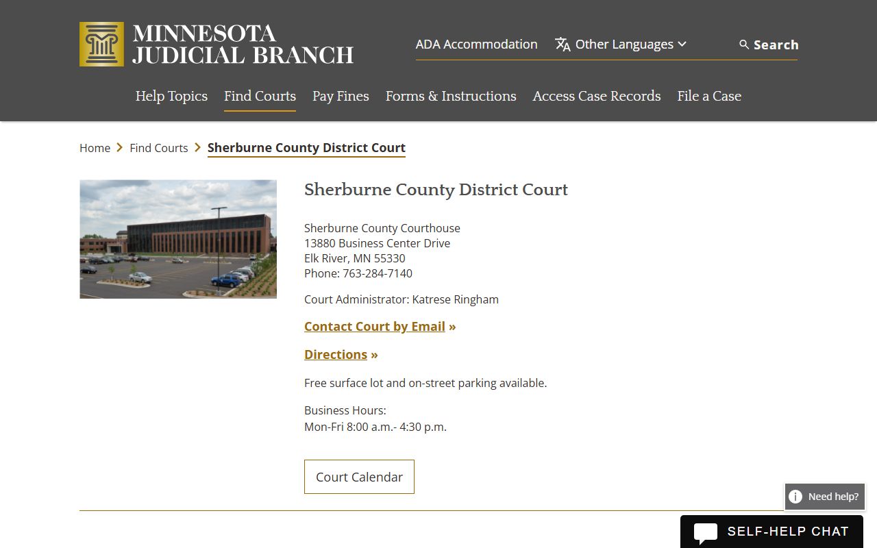 Sherburne County traffic court records court page