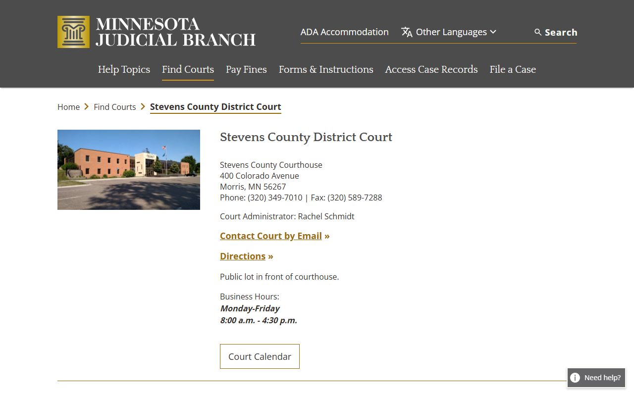 Stevens County traffic court records court page